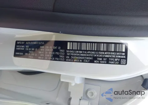 2024 Alfa Romeo Stelvio Veloce Awd from USA, damaged, VIN ZASPAKBNXR7D80041